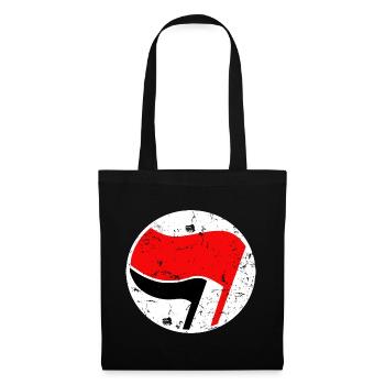 Antifa-Logo einfacher Grunge - Stoffbeutel - Schwarz - Vorne