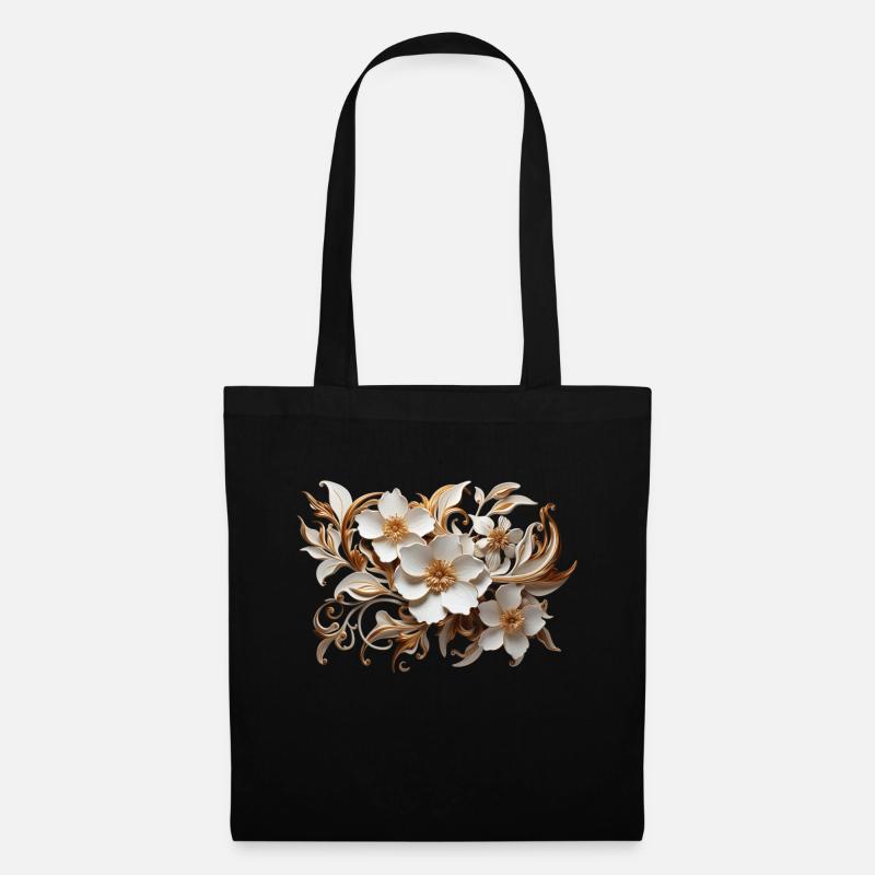 Artwork Elegante Arabesque, Flowers artwork - Tote Bag - black