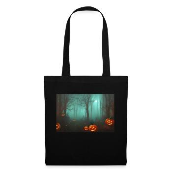 Halloween-Kürbis - Stoffbeutel - Schwarz - Vorne