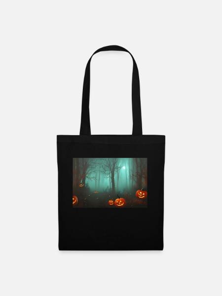 Halloween-Kürbis - Stoffbeutel - Schwarz