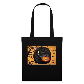 Halloween-Kürbis - Stoffbeutel - Schwarz - Vorne