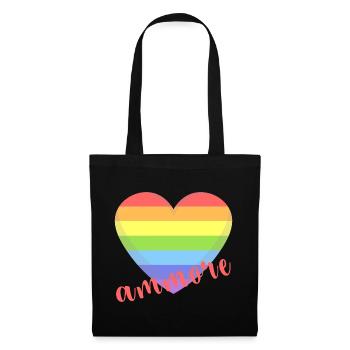 t-shirt Napoli ammore gay lgbt coeur gay pride - Sac en tissu - noir - Devant