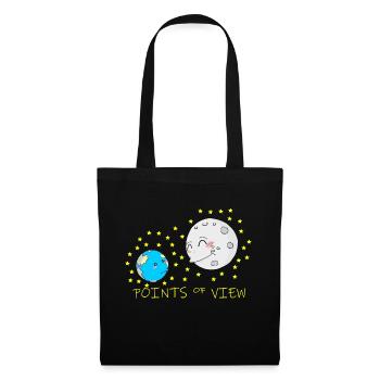 Conception mignonne de points de vue positifs de la lune et de la terre - Sac en tissu - noir - Devant