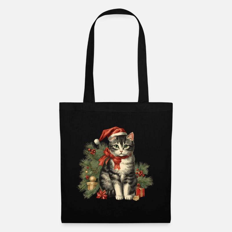 Meow-ry Christmas - Stoffbeutel - Schwarz