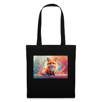 mignon bébé renard coloré feuilles tourbillon pastel - Sac en tissu - noir - Devant