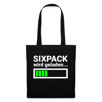 Sixpack wird geladen Lustiges Fitness Shirt - Stoffbeutel - Schwarz - Vorne