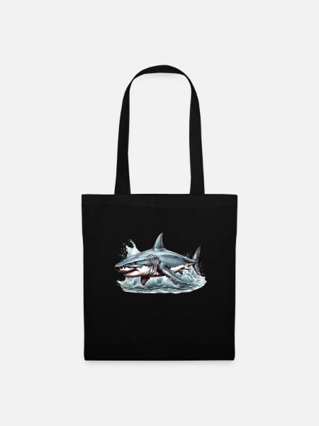 Angry great white shark - Tote Bag - black