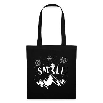 Smile Snowboard Mountains Winter Holidays Ski Holidays Piste - Tote Bag - black - Front