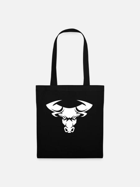 Stier Stierkopf Kopf Logo Steak Beast Gym Horn - Stoffbeutel - Schwarz