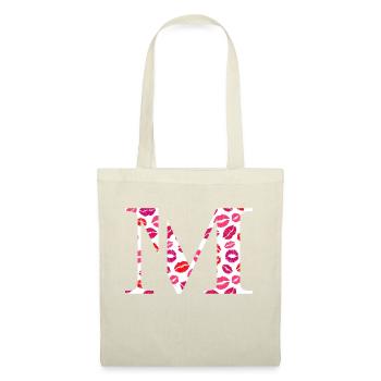 Lettre m bisous - Sac en tissu - nature - Devant