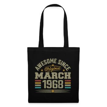 Geschenkidee zum Geburtstag März 1968, Jahrgang 1968 - Stoffbeutel - Schwarz - Vorne