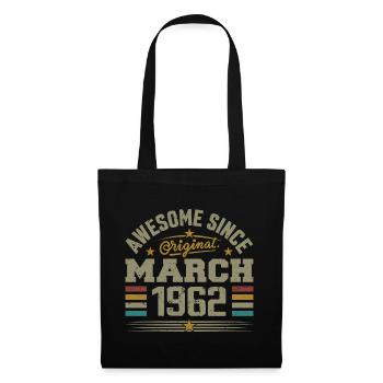 März 1962 Geburtstag Jahrgang 1962 Geschenkidee - Stoffbeutel - Schwarz - Vorne