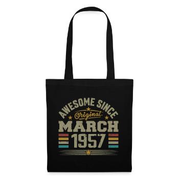 März 1957 Geburtstag Jahrgang 1957 Geschenkidee - Stoffbeutel - Schwarz - Vorne