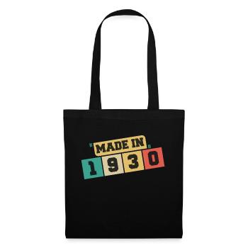 1930 Geburtstag 1930 Jahrgang 1930 Geburtstag - Stoffbeutel - Schwarz - Vorne