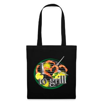 A barbecue with lemons and prawns in the shape of a heart - Tote Bag - black - Front