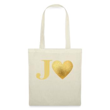 Buchstabe j Goldenes Herz - Stoffbeutel - Natur - Vorne