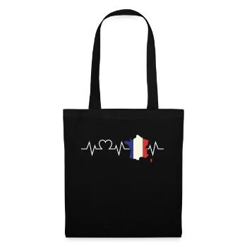 Français Français Battement de cœur France France - Sac en tissu - noir - Devant
