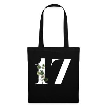 Number 17 Floral Green -17th Floral Birthday - Tote Bag - black - Front