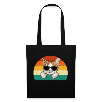 Chat Portant Des Lunettes De Soleil Cool Cat Lover - Sac en tissu - noir - Devant