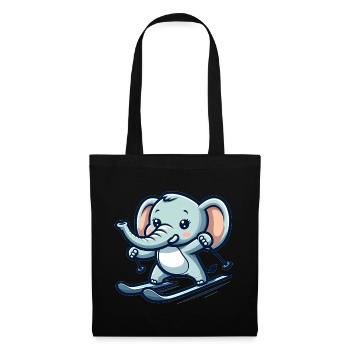 Cute Skier Elephant - Stoffbeutel - Schwarz - Vorne