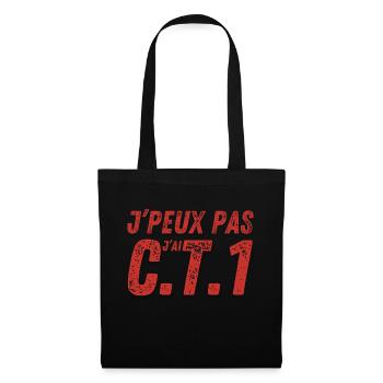 "J'Peux Pas J'ai C.T.1. Sous-Off Exam" - Sac en tissu - noir - Devant