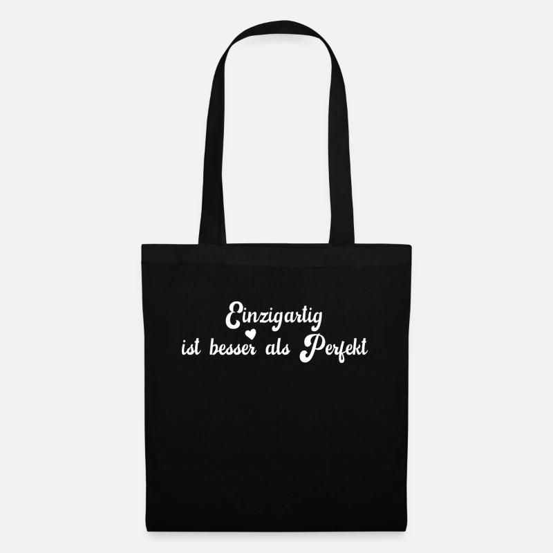 Einzigartig ist besser als Perfekt Spruch mit Herz - Stoffbeutel - Schwarz