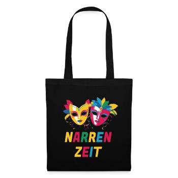 Karneval Köln Fasching Kostüm Maske Narren - Stoffbeutel - Schwarz - Vorne