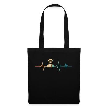 Heartbeat Retro Airplane Pilot - Tote Bag - black - Front