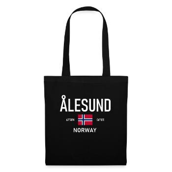 Alesund - Norvège - Coordonnées - Drapeau - Sac en tissu - noir - Devant