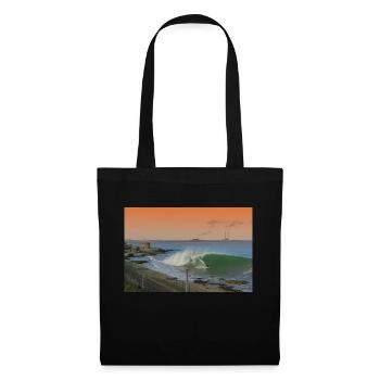 surfer wave scene sunset gradient - Tote Bag - black - Front