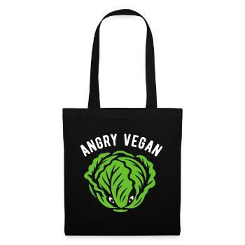 Salat - Angry vegan - Vegane Ernährung - Stoffbeutel - Schwarz - Vorne