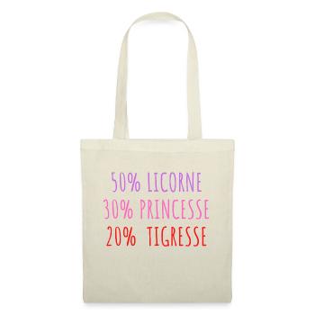 Licorne Princesse et Tigresse - Sac en tissu - nature - Devant