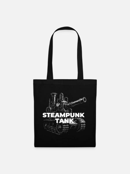 Steampunk Panzer Getriebe Drucken - Stoffbeutel - Schwarz