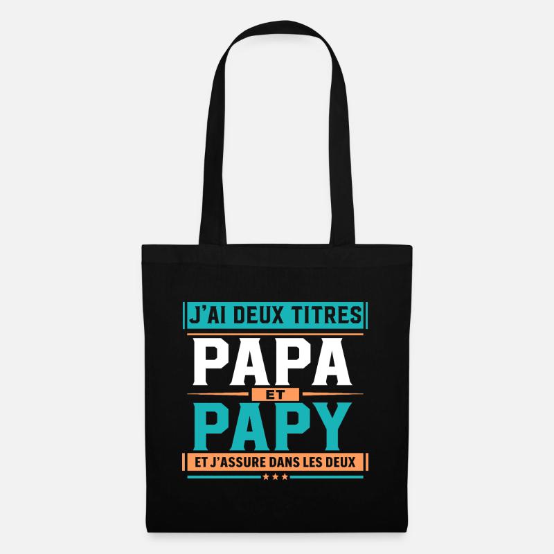 Ich habe zwei Titel: Papa und Opa Geschenkidee - Stoffbeutel - Schwarz