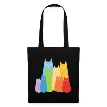 Bunte Katzen Katze Regenbogen - Stoffbeutel - Schwarz - Vorne