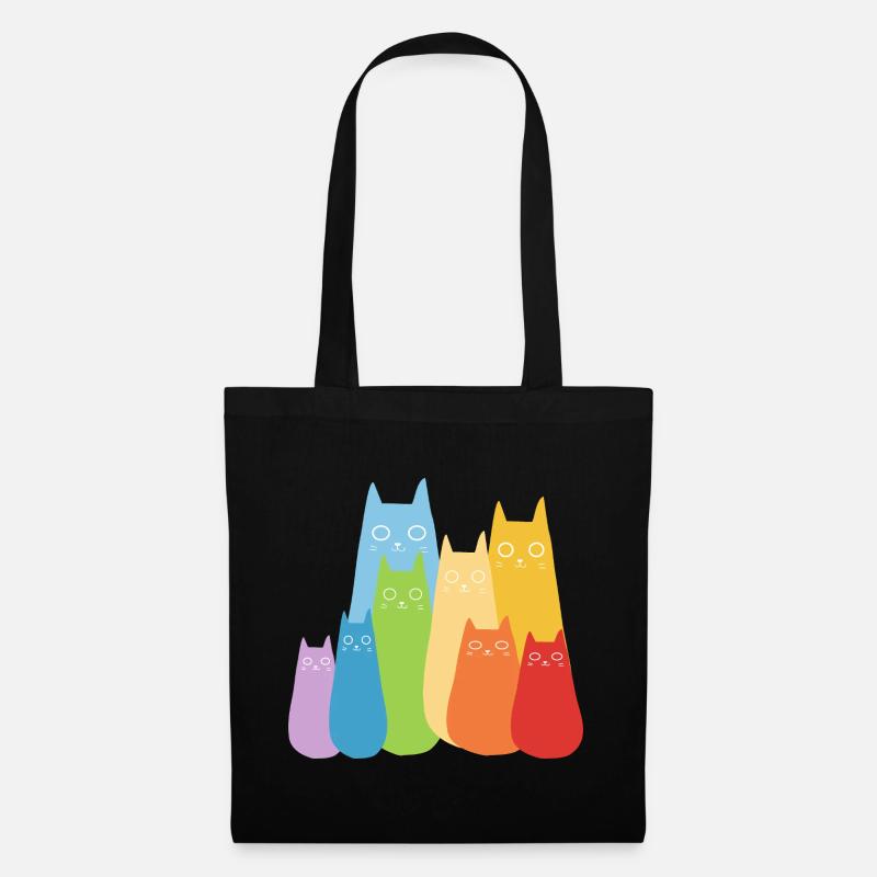 Bunte Katzen Katze Regenbogen - Stoffbeutel - Schwarz