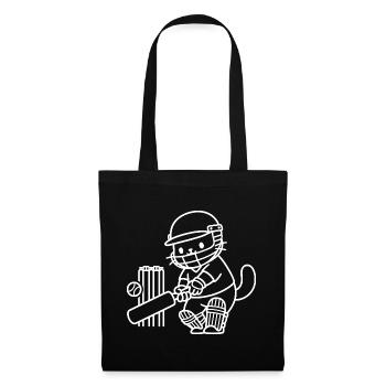 Kawaii Katze Cricket Spieler - Stoffbeutel - Schwarz - Vorne