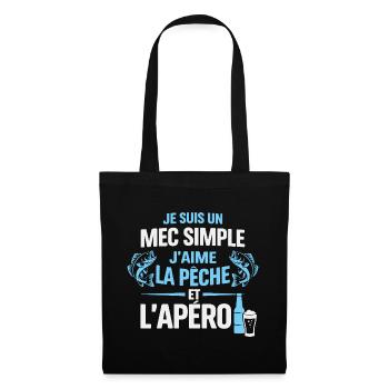 Mec Simple J’Aime La Pêche Et L’ Apéro Humour  - Sac en tissu - noir - Devant