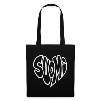 Finlande, Lettrage en forme de cœur Suomi Graffiti - Sac en tissu - noir - Devant