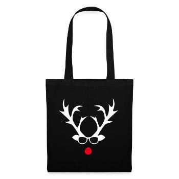 Rudolph mit Brille Silhouetten-Design - Stoffbeutel - Schwarz - Vorne
