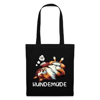Hundemüde Australian Shepherd Aussie Aussiehalter - Stoffbeutel - Schwarz - Vorne