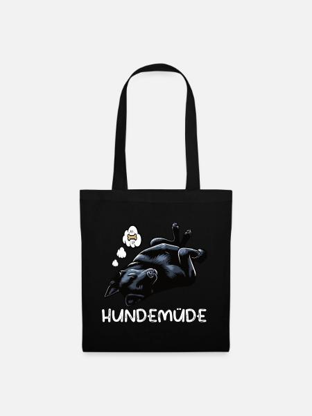 Hundemüde Schwarzer Schäferhund Schäferhundhalter - Stoffbeutel - Schwarz