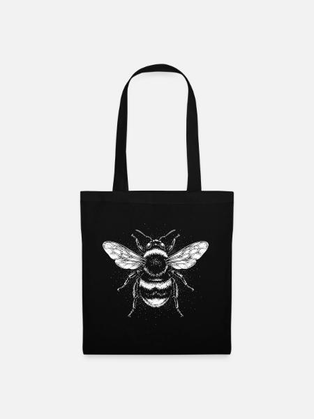 Monochromes Bieneninsektendesign - Stoffbeutel - Schwarz