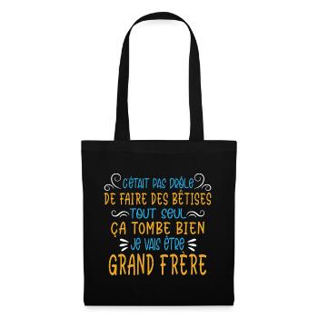T-shirt Annonce Futur Grand Frère Humour - Sac en tissu - noir - Devant
