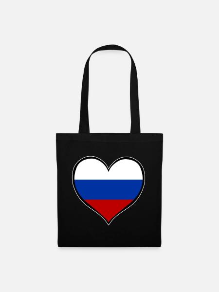 Russland Herzflagge - Stoffbeutel - Schwarz