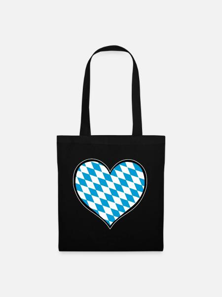 Bayern Herzflagge - Stoffbeutel - Schwarz
