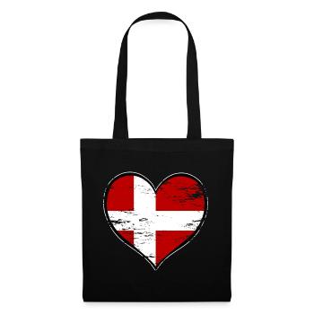 Denmark heart flag used - Tote Bag - black - Front