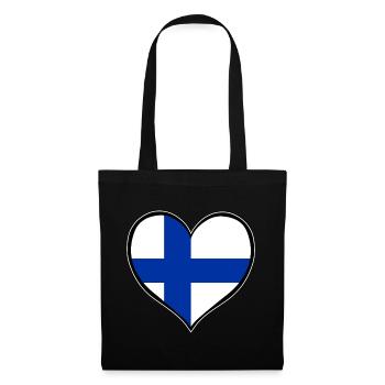 Drapeau du Cœur de Finlande - Sac en tissu - noir - Devant