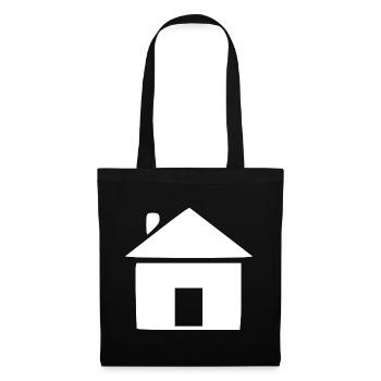 Haus minimal Bauherr Geschenk  - Stoffbeutel - Schwarz - Vorne