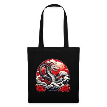 Japanischer Drachen - Stoffbeutel - Schwarz - Vorne